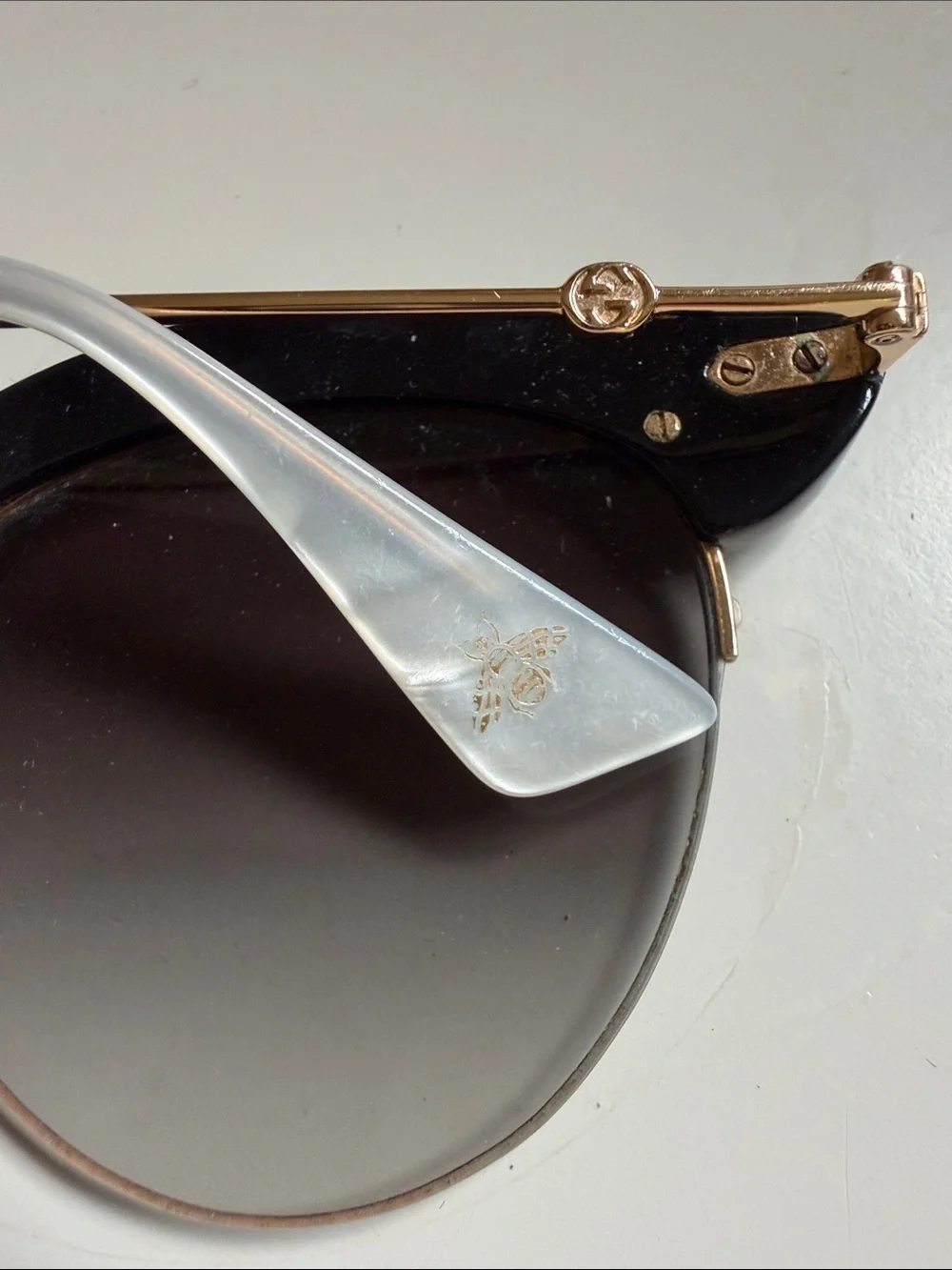 Gucci Black Pearl-Trim Cat Eye Sunglasses